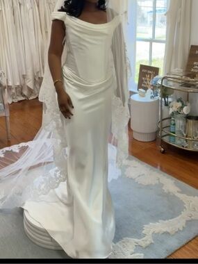 watters ambrosia bow-strap lace midi dress Watters, Ambrosia, 36100 Wedding Dress Save 31%